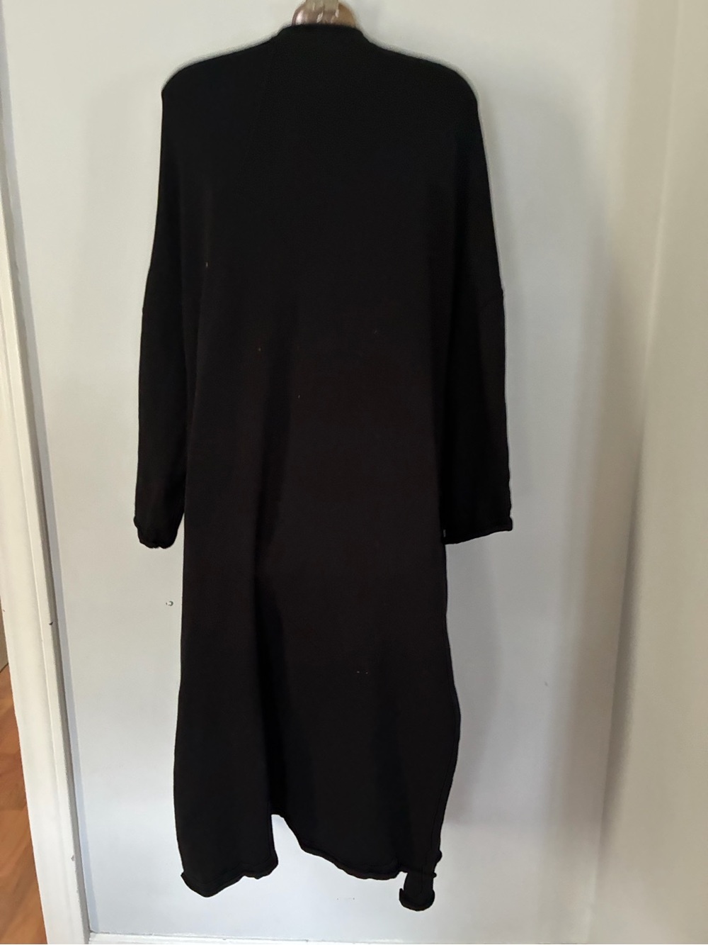 Zara Knit Black Longline Waterfall Cardigan Size M Draped Open Front Sweate - Picture 3 of 5
